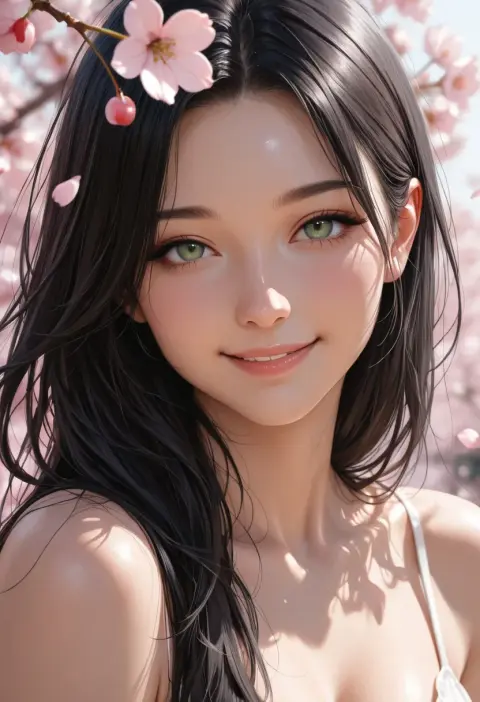 Generated anime portrait of a smiling black-haired man with green eyes: Rev Animated v2.7